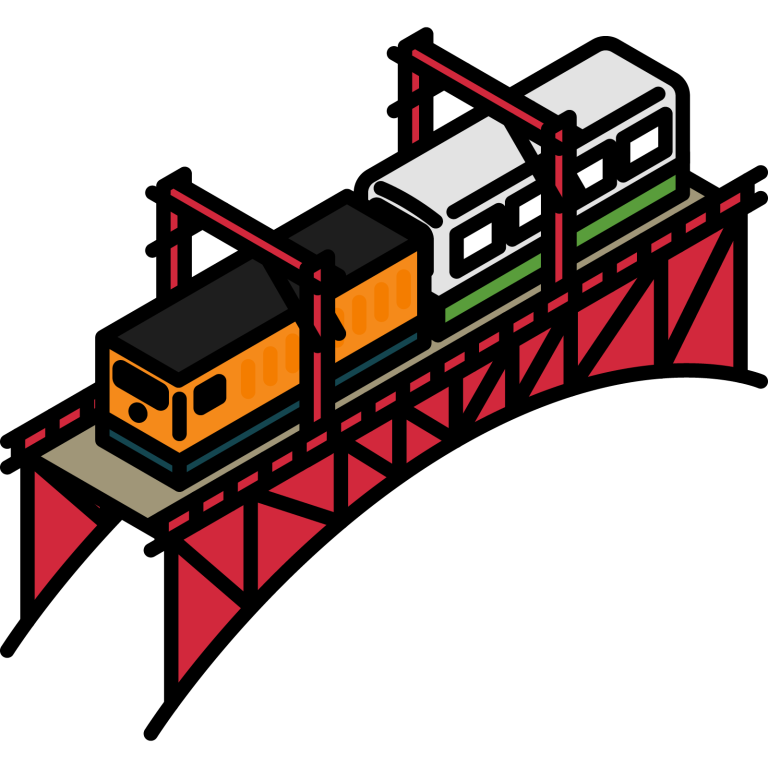 アイソメトリックなトロッコ列車  my アイソメトリック シンプル トロッコ列車 俯瞰図 富山県 観光 黒部峡谷