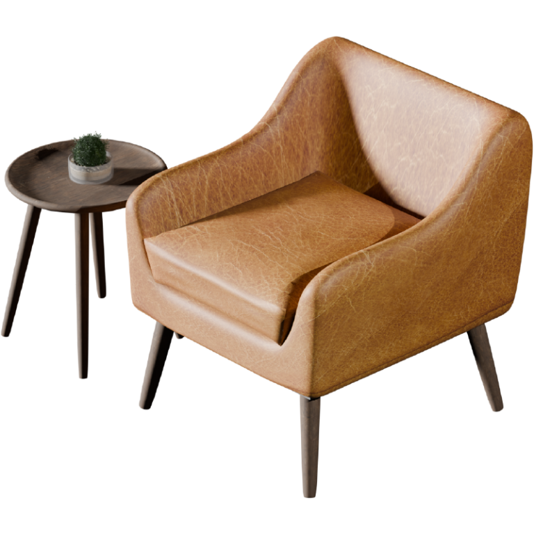 革のソファとサイドテーブル  3D CG yy リビング 家具